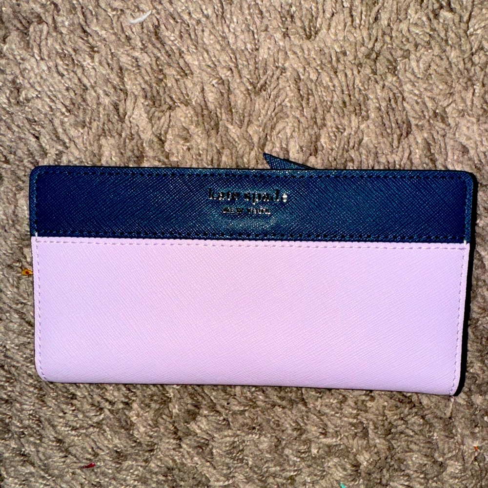 Kate spade wallet. Purple and navy slim bifold wallet.
